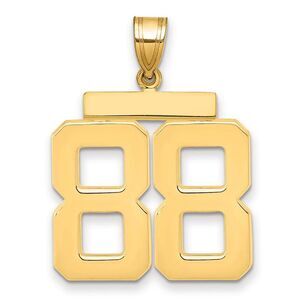 14k Yellow Gold, Athletic Collection, Large Polished Number 88 Pendant